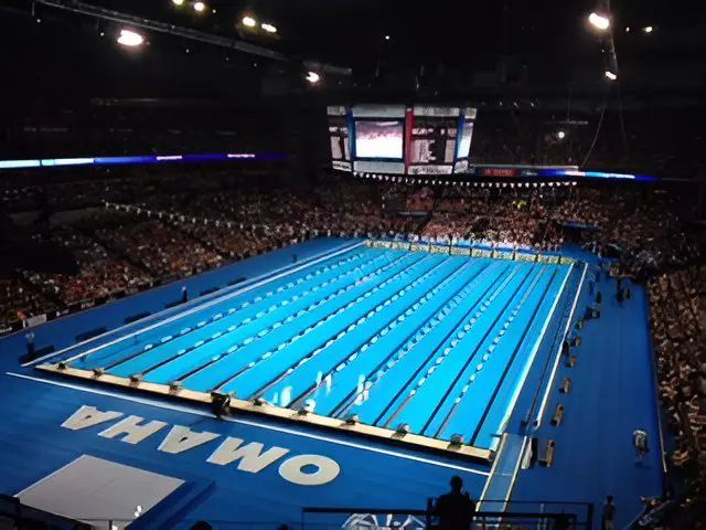 Crowded venue for swimming event