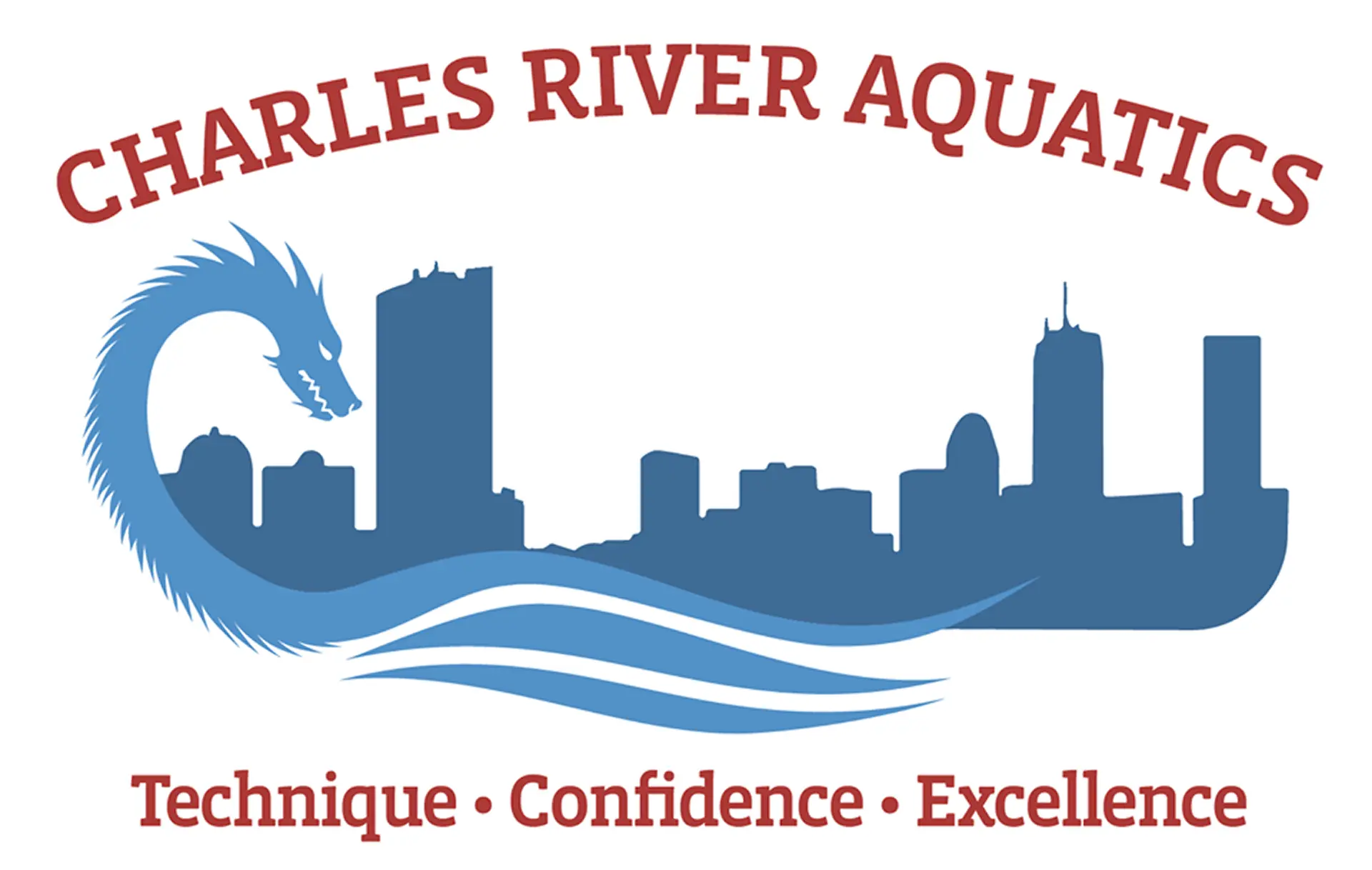 Charles River Aquatics logo with skyline